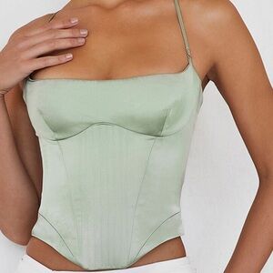 Mistress rocks fracture sage satin corset top
